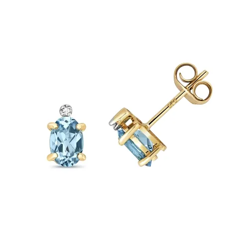 Diamond & Blue Topaz Stud Earrings